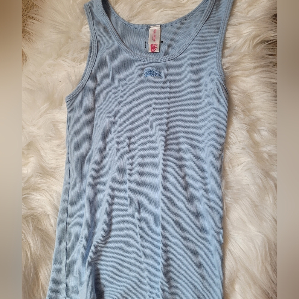 Vintage 90s baby blue max muscle gear tank top